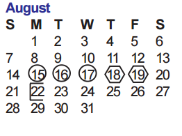 District School Academic Calendar for Helotes Elementary School for August 2016