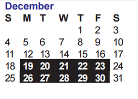 District School Academic Calendar for Nisd Intervention for December 2016