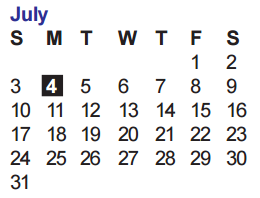 District School Academic Calendar for Daep At Holmgreen for July 2016