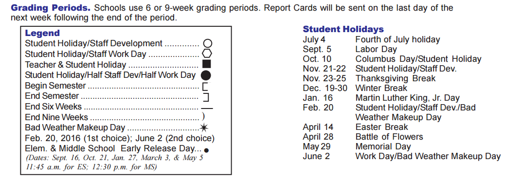 District School Academic Calendar Key for Krueger Elementary School