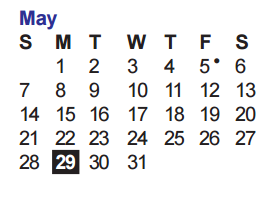 District School Academic Calendar for Excel Academy for May 2017