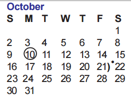 District School Academic Calendar for Scobee Elementary School for October 2016