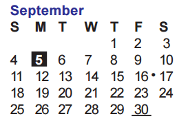 District School Academic Calendar for Stevenson Middle School for September 2016