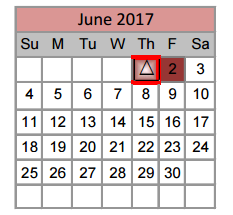 District School Academic Calendar for W R Hatfield Elementary for June 2017