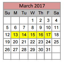 District School Academic Calendar for Gene Pike Middle for March 2017