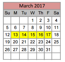 District School Academic Calendar for Medlin Middle for March 2017