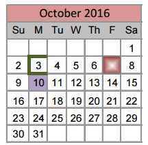District School Academic Calendar for Justin Elementary for October 2016