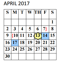 District School Academic Calendar for Zeferino Farias Elementary for April 2017