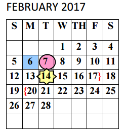 District School Academic Calendar for Yzaguirre Middle School for February 2017