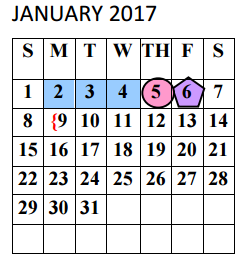 District School Academic Calendar for PSJA North High School for January 2017