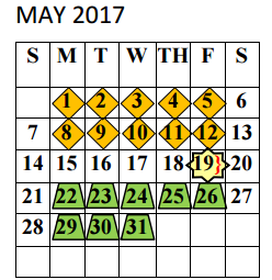 District School Academic Calendar for Franklin Elementary for May 2017