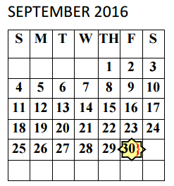 District School Academic Calendar for Sorensen Elementary for September 2016