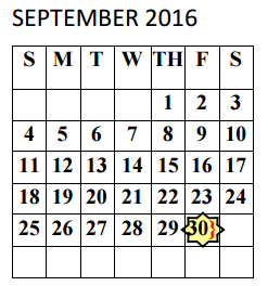 District School Academic Calendar for Doedyns Elementary for September 2016