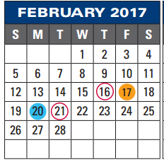 District School Academic Calendar for Genoa Elementary for February 2017