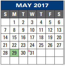 District School Academic Calendar for Miller Intermediate for May 2017