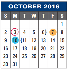 District School Academic Calendar for The Summit Intermediate for October 2016