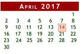 District School Academic Calendar for Brazoria Co J J A E P for April 2017