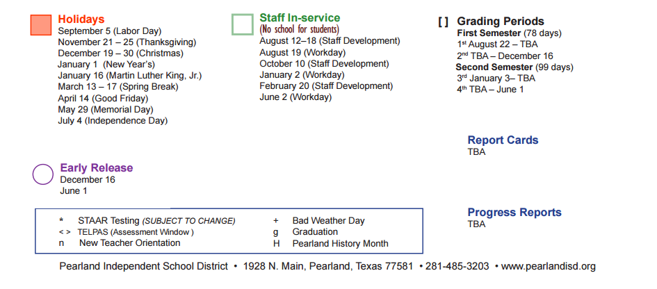 District School Academic Calendar Key for Alternative Learning Acad