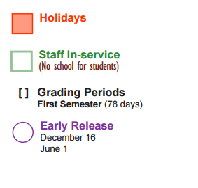 District School Academic Calendar Legend for Magnolia Elementary