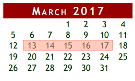 District School Academic Calendar for Brazoria Co J J A E P for March 2017