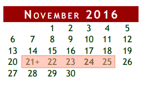 District School Academic Calendar for Magnolia Elementary for November 2016