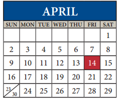 District School Academic Calendar for Alter Learning Ctr for April 2017