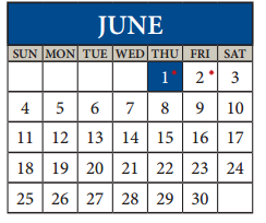 District School Academic Calendar for Copperfield Elementary for June 2017