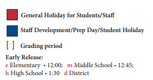 District School Academic Calendar Legend for Alter Learning Middle