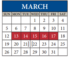 District School Academic Calendar for Kelly Lane Middle School for March 2017