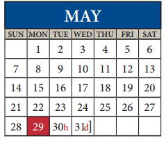 District School Academic Calendar for Pflugerville Middle for May 2017