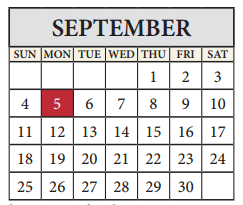 District School Academic Calendar for Copperfield Elementary for September 2016