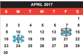 District School Academic Calendar for Hedgcoxe Elementary School for April 2017
