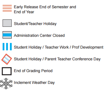 District School Academic Calendar Legend for Hedgcoxe Elementary School