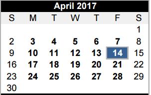 District School Academic Calendar for Dequeen Elementary for April 2017