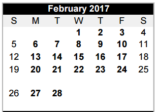 District School Academic Calendar for Washington Elementary for February 2017