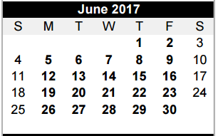 District School Academic Calendar for Dowling Elementary for June 2017