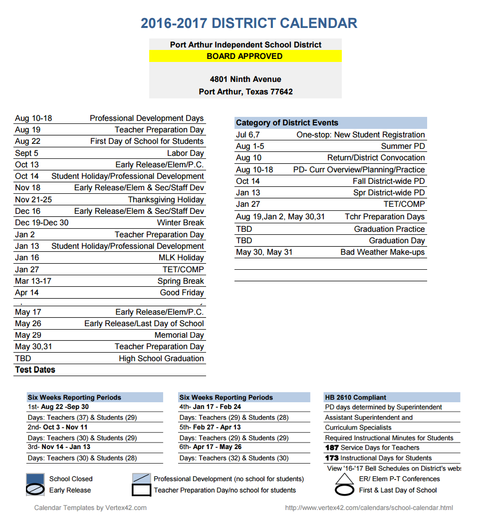 District School Academic Calendar Key for Dequeen Elementary