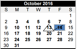 District School Academic Calendar for Memorial 7th 8th 9th Grade Center for October 2016