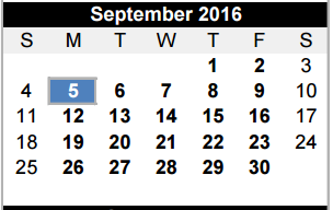 District School Academic Calendar for Houston Elementary for September 2016