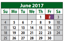 District School Academic Calendar for R Steve Folsom for June 2017