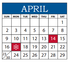 District School Academic Calendar for Audelia Creek Elementary for April 2017