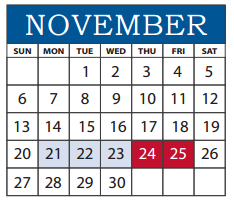 District School Academic Calendar for Lake Highlands J H for November 2016