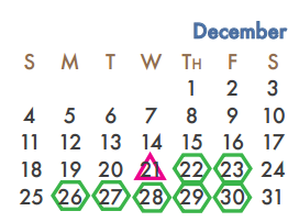 District School Academic Calendar for Virginia Reinhardt Elementary for December 2016