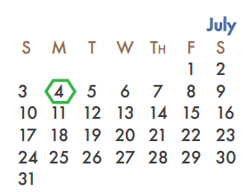 District School Academic Calendar for Celia Hays Elementary for July 2016