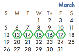 District School Academic Calendar for J W Williams Middle for March 2017