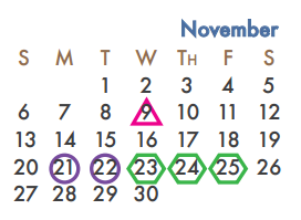 District School Academic Calendar for Nebbie Williams Elementary for November 2016