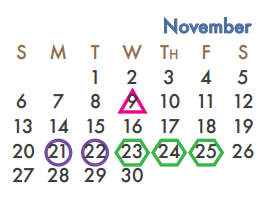 District School Academic Calendar for J W Williams Middle for November 2016