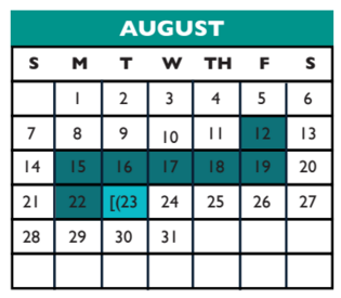 District School Academic Calendar for Canyon Vista Middle for August 2016