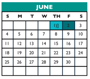 District School Academic Calendar for Williamson Co J J A E P for June 2017