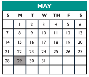 District School Academic Calendar for Williamson Co J J A E P for May 2017